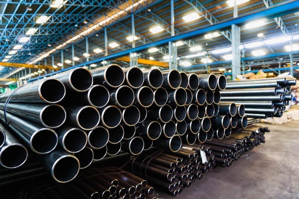 pipes stacked in a factory